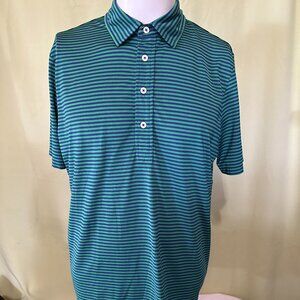 Ralph Lauren RLX Men's Green Blue Stripe Polo Shirt Medium Polyester